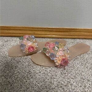 Rouge Helium Pink Jelly Multicolor Crystal Gem Sandals